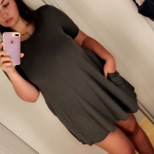 Grey swing dress with pockets